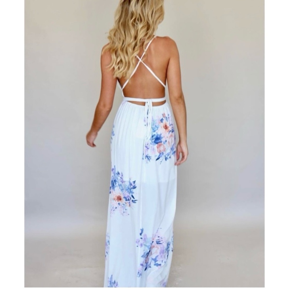 White Floral Maxi Dress - Picture 2 of 5